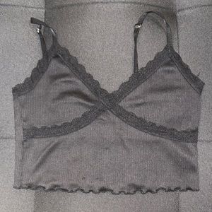 Black Lace Crop Tank Top